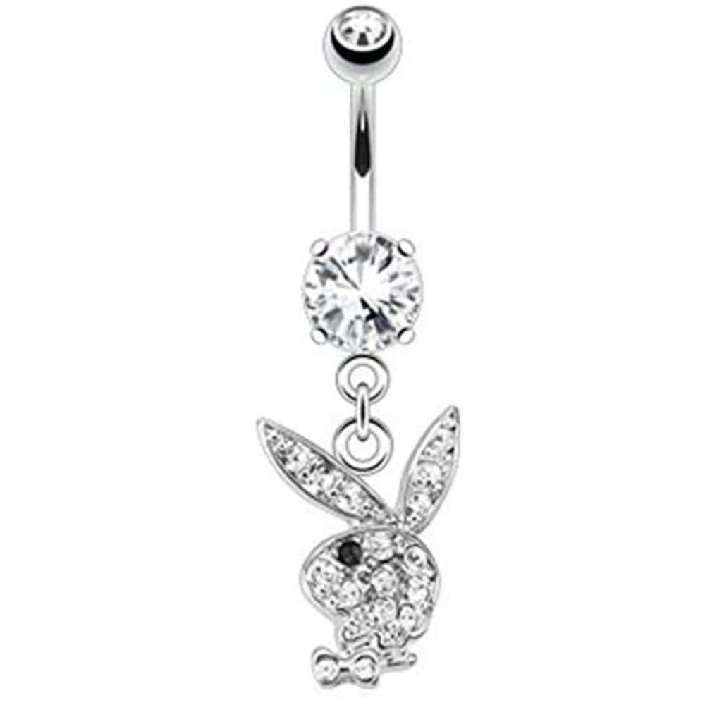 Multi Gem Playboy Bunny Belly Navel Ring CLEAR